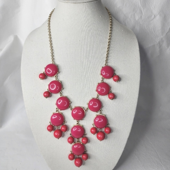 Erica Lyons Bubble Necklace Pink and Gold Tone Statement Necklace NWT - Picture 3 of 14